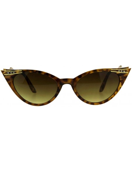 Cat Eye Womens Rhinestone Nouveau Goth Cat Eye Small Snug Plastic Sunglasses - Yellow Tortoise - CN18CGNUASE $12.03