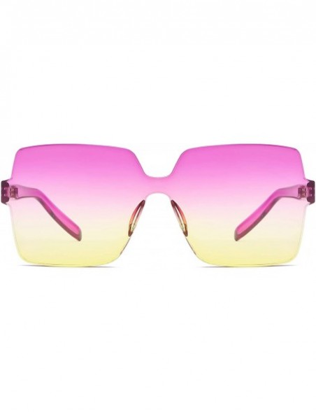 Sport Oversized Square Candy Colors Glasses Rimless Frame Unisex Sunglasses Elton John - Purple Yellow - C818GE5EUNM $11.01