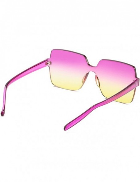 Sport Oversized Square Candy Colors Glasses Rimless Frame Unisex Sunglasses Elton John - Purple Yellow - C818GE5EUNM $11.01
