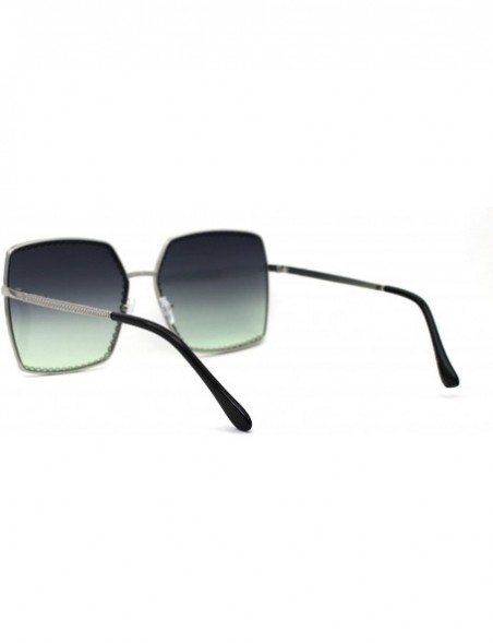 Rectangular Womens Metal Jewel Lace Rim Rectangular Butterfly Sunglasses - Silver Green - C919624UEYO $11.28