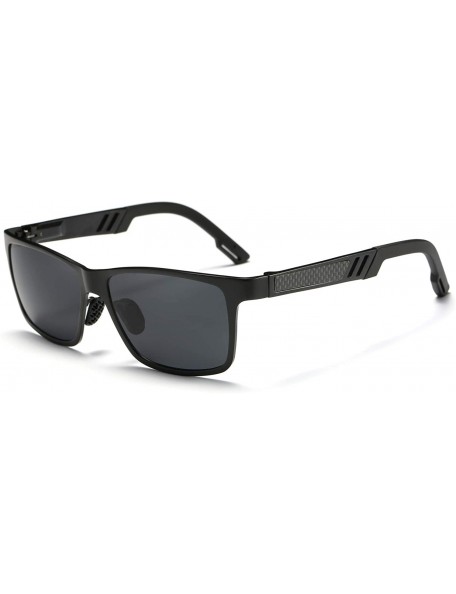 Square Men's Hot Retro Driving Polarized Wayfarer Sunglasses Aluminum magnesium Frame A6560 - Black-black - CI18K5EHLD8 $16.84