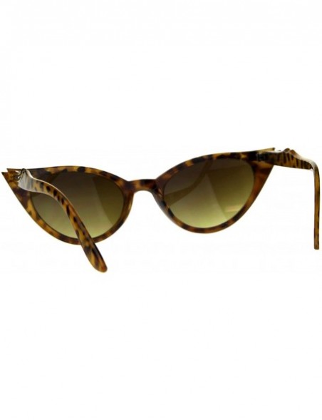 Cat Eye Womens Rhinestone Nouveau Goth Cat Eye Small Snug Plastic Sunglasses - Yellow Tortoise - CN18CGNUASE $12.03