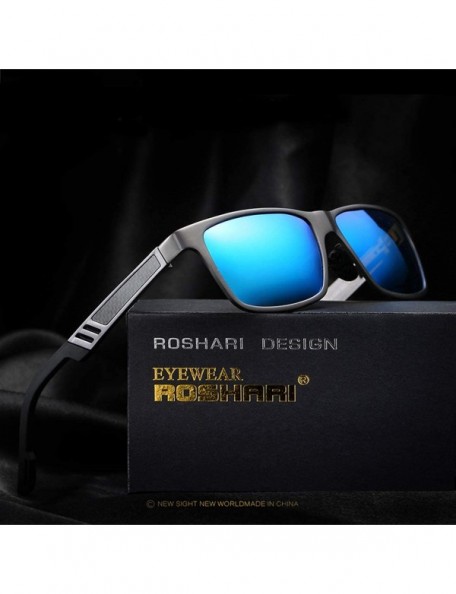 Square Men's Hot Retro Driving Polarized Wayfarer Sunglasses Aluminum magnesium Frame A6560 - Black-black - CI18K5EHLD8 $16.84