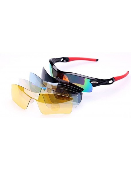 Sport Polarized Sunglasses Interchangeable Cycling Baseball - White and Blue - C2184KD5XSU $48.13