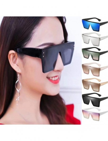 Oversized Square Oversized Sunglasses for Women Men Flat Top Fashion Shades Siamese Lens Succinct Style UV Protection - A - C...