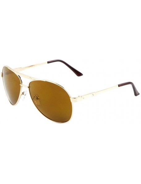 Round Screw Temple Round Modern Aviator Sunglasses - Brown Gold - CW190DN3CLS $14.76