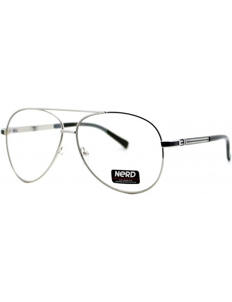 Aviator Nerd Eyewear Clear Lens Aviator Glasses Metal Frame Fashion Eyeglasses - Silver - CB187KZREYR $12.51