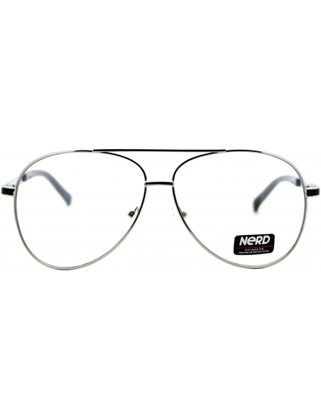 Aviator Nerd Eyewear Clear Lens Aviator Glasses Metal Frame Fashion Eyeglasses - Silver - CB187KZREYR $12.51