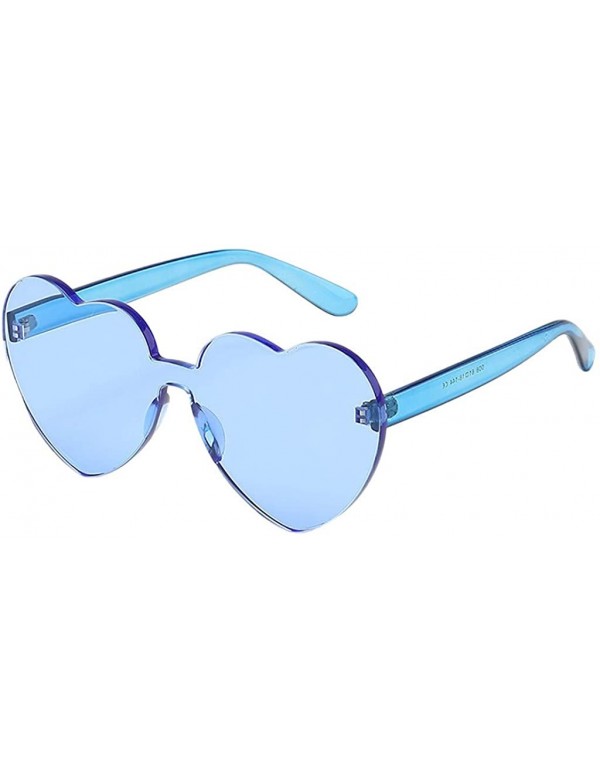 Rimless Fashion Heart Shaped Sunglasses for Women Eyewear Frameless Glasses - Blue - CM199AXL32X $9.29