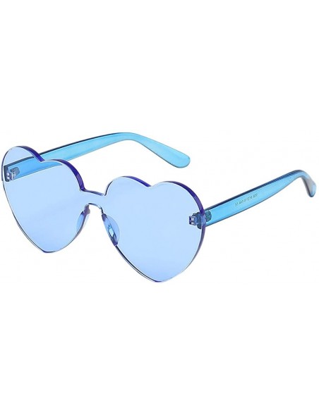 Rimless Fashion Heart Shaped Sunglasses for Women Eyewear Frameless Glasses - Blue - CM199AXL32X $9.29