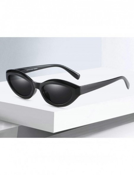 Oval Retro Classic Oval Sunglasses for Women plastic PC UV 400 Protection Sunglasses - Black - CV18SAS09C0 $14.60