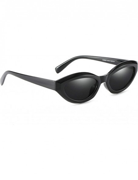 Oval Retro Classic Oval Sunglasses for Women plastic PC UV 400 Protection Sunglasses - Black - CV18SAS09C0 $14.60