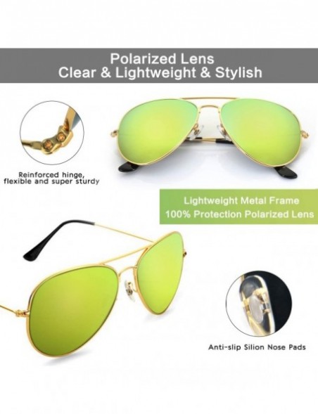 Aviator Classic Aviator Sunglasses for Women and Men UV Protection Metal Frame Sun Glasses - Gold - CE18Y6XS57X $11.57