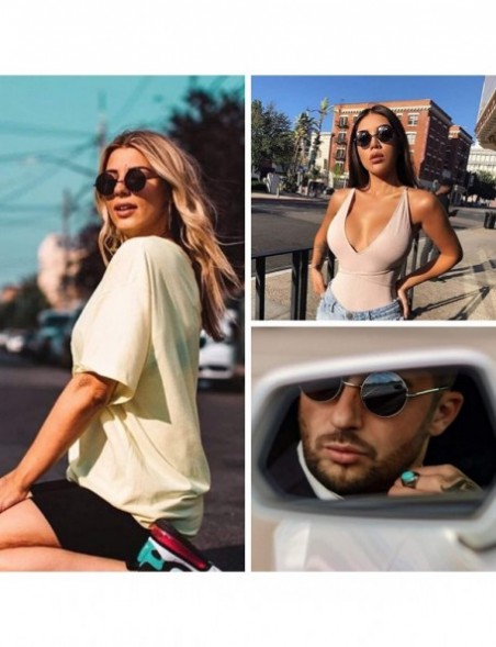 Oval New Retro Vintage Lennon Inspired Round Metal Small Circle Sunglasses - Gold Frame/Black Lens - C8124651YZV $15.80