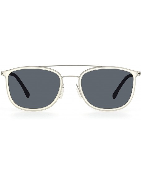 Square Square Polarized Sunglasses for Women Men Small Face Vintage Double Bridge Lightweight Metal Frame - C118QZ7R2UH $23.62