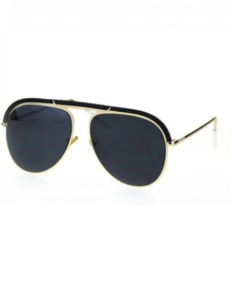 Rectangular Bridgeless Flat Top Brow Officer Racer Pilots Sunglasses - Gold Black Solid Black - CB18S8YOSEX $11.50