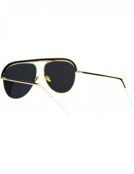 Rectangular Bridgeless Flat Top Brow Officer Racer Pilots Sunglasses - Gold Black Solid Black - CB18S8YOSEX $11.50