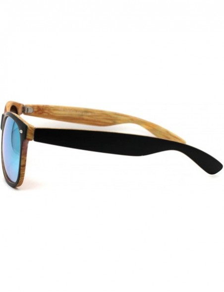 Rectangular Mens Spectrum Color Mirror Hipster Horn Rim Woodgrain Sunglasses - Black Light Wood Yellow Mirror - CZ18ZWOZ72G $...