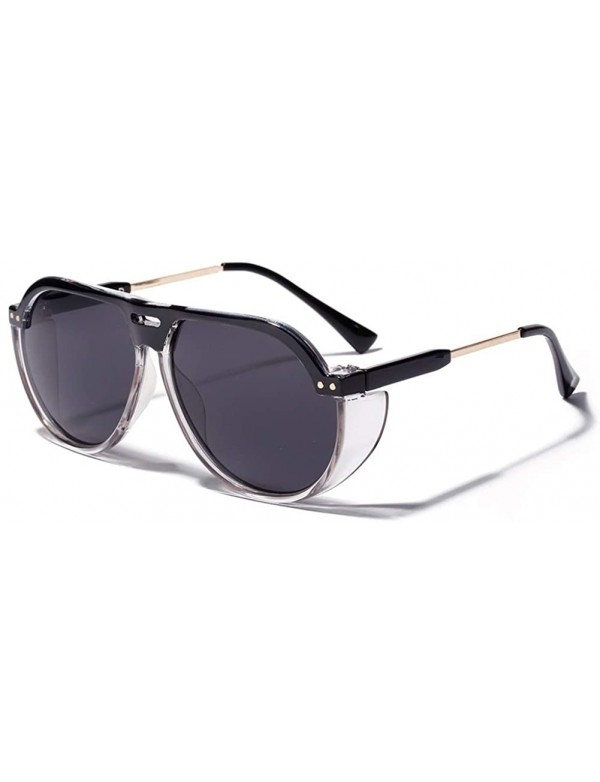 Aviator Women Oversized Sunglasses Colored Retro Sun Glasses For Men Big Frame UV400 - Black - CG18KN9LMU0 $7.37