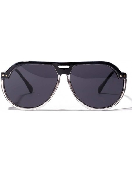 Aviator Women Oversized Sunglasses Colored Retro Sun Glasses For Men Big Frame UV400 - Black - CG18KN9LMU0 $7.37
