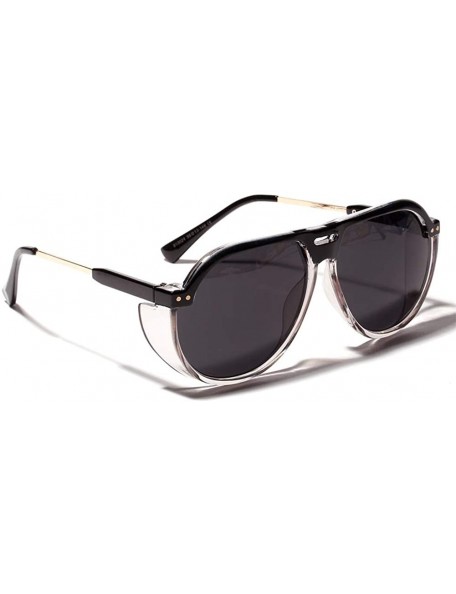 Aviator Women Oversized Sunglasses Colored Retro Sun Glasses For Men Big Frame UV400 - Black - CG18KN9LMU0 $7.37