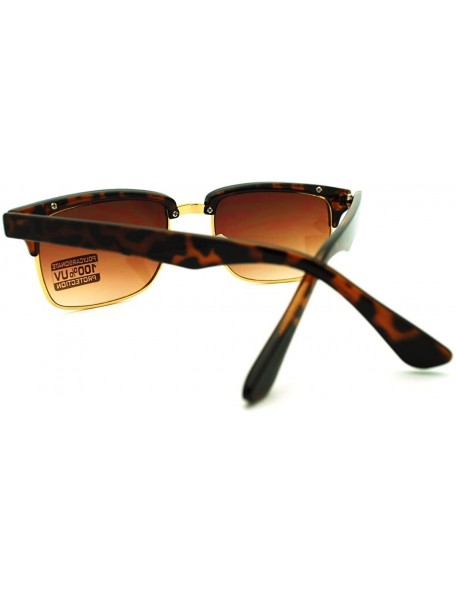 Semi-rimless Classic Half Rim Horned Rectangular Horned DJ Sunglasses - Tortoise Brown - CG11G5J2CP3 $11.09