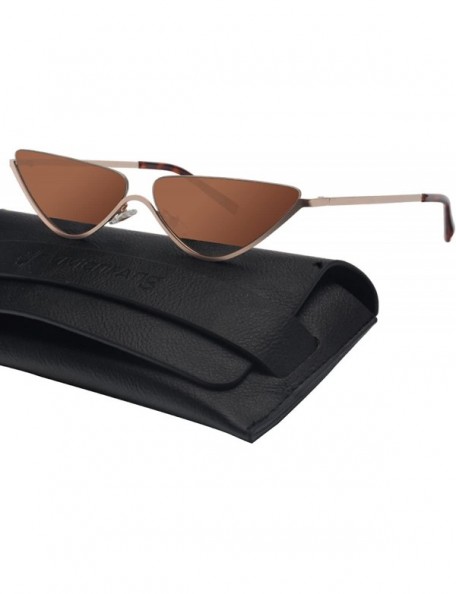 Semi-rimless 90s Vintage Slim Cateye Sunglasses Small Thin Metal Mirrorred Sunnies G87754 - CV18EXQGWR3 $7.71