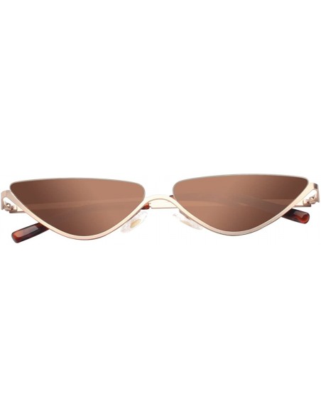 Semi-rimless 90s Vintage Slim Cateye Sunglasses Small Thin Metal Mirrorred Sunnies G87754 - CV18EXQGWR3 $7.71