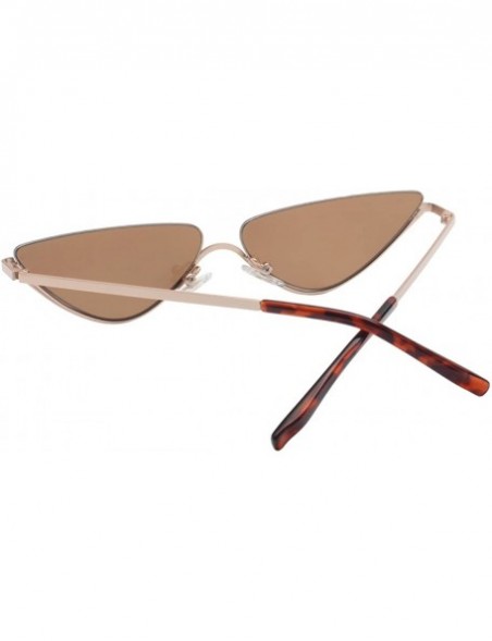 Semi-rimless 90s Vintage Slim Cateye Sunglasses Small Thin Metal Mirrorred Sunnies G87754 - CV18EXQGWR3 $7.71