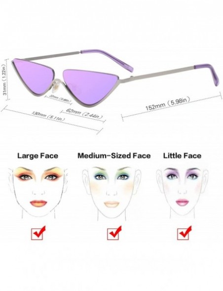 Semi-rimless 90s Vintage Slim Cateye Sunglasses Small Thin Metal Mirrorred Sunnies G87754 - CV18EXQGWR3 $7.71