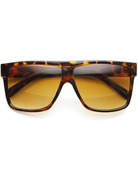 Aviator Designer Inspired Large Flat Top Square Plastic Aviator Sunglasses (Tortoise) - C6118SU7PA3 $11.08