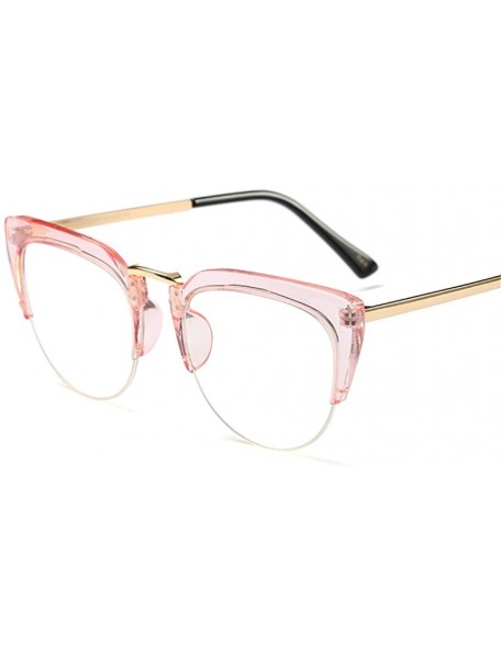 Rimless Transparent Half Frame Women Men Cat Sunglasses Brand Designer UV400 Oversized - Pink Frame - C8188H74OU3 $14.49