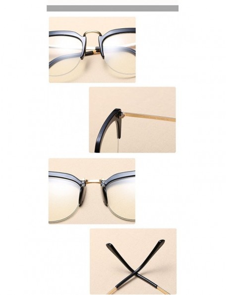 Rimless Transparent Half Frame Women Men Cat Sunglasses Brand Designer UV400 Oversized - Pink Frame - C8188H74OU3 $14.49