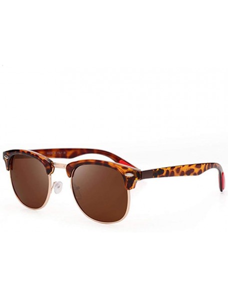 Rimless 2019 New Fashion Semi Rimless Polarized Sunglasses Men Women Brand Black Red - Leopard Brown - C718Y4T8AQA $9.83