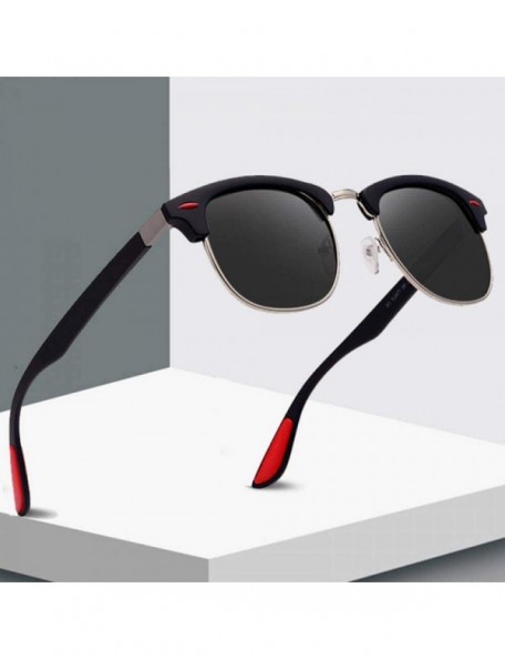 Rimless 2019 New Fashion Semi Rimless Polarized Sunglasses Men Women Brand Black Red - Leopard Brown - C718Y4T8AQA $9.83