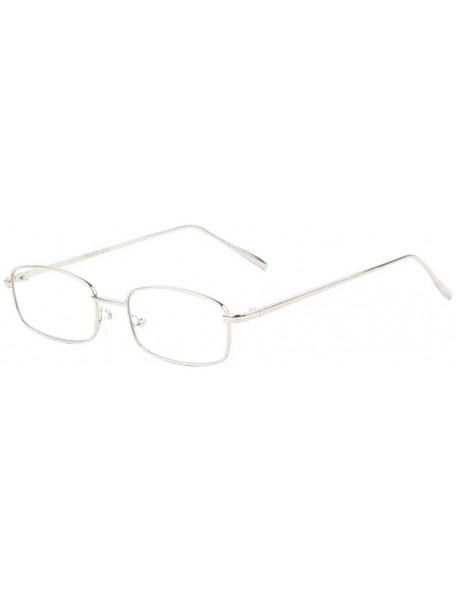 Rectangular Thin Frame Rounded Rectangular Clear Lens Sunglasses - Silver - CF198D9AGTX $12.70