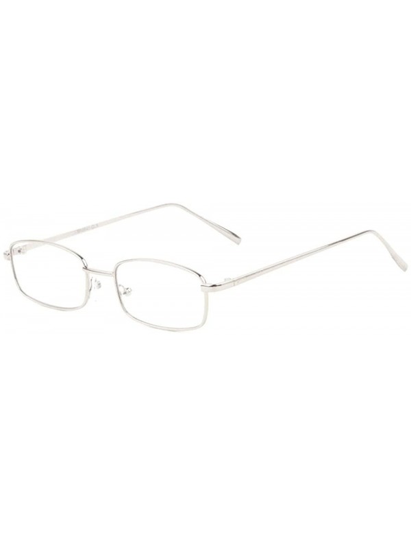 Rectangular Thin Frame Rounded Rectangular Clear Lens Sunglasses - Silver - CF198D9AGTX $12.70