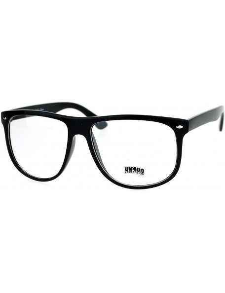 Oversized SA106 Clear Lens Thin Plastic Oversized Horn Rim Eyeglasses - Black - C512O18XLGR $10.98