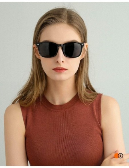 Square Polarized Sunglasses for Women Men Classic Trendy Stylish Sun Glasses 100% UV Protection - 03-black(grey Lens) - C018T...