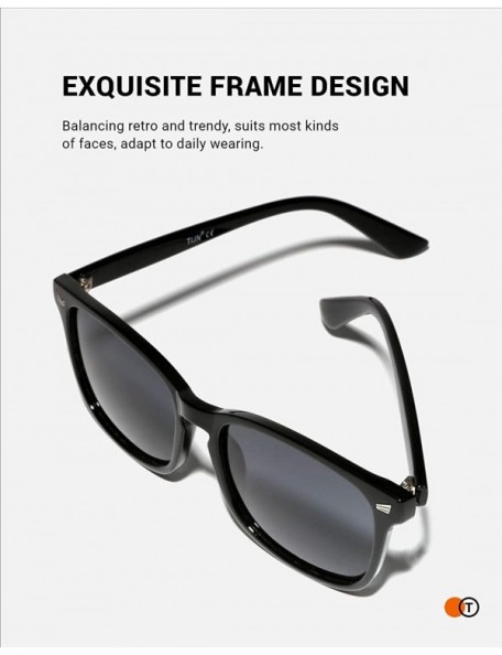 Square Polarized Sunglasses for Women Men Classic Trendy Stylish Sun Glasses 100% UV Protection - 03-black(grey Lens) - C018T...