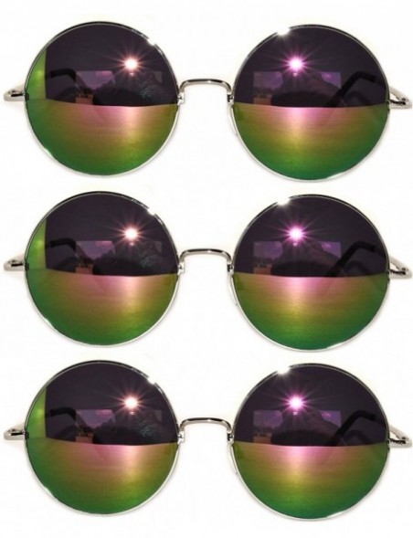 Goggle Set of 3 Pairs Round Retro Vintage Circle Sunglasses Colored Metal Frame Small model 43 mm - CX184ZS4NMO $12.61