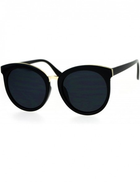 Butterfly Flat Lens Large Horn Rim Butterfly Retro Designer Sunglasses - All Black - CC12O18K74Y $10.33