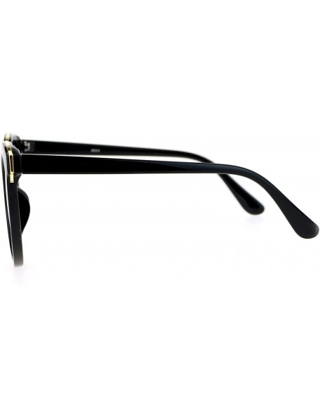 Butterfly Flat Lens Large Horn Rim Butterfly Retro Designer Sunglasses - All Black - CC12O18K74Y $10.33