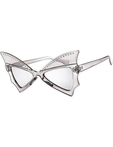 Oval Sunglasses Goggles Bat Shape Polarized Eyewear Women - Clear - CZ18QQRNLUG $11.16