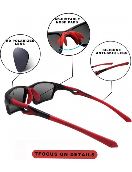 Oversized Mens Sports Polarized Driving Sunglasses for Men Women Youth TR90 Superlight Frame - Red/Red/Redlenses - CI18XI2OW7...