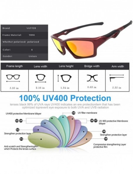 Oversized Mens Sports Polarized Driving Sunglasses for Men Women Youth TR90 Superlight Frame - Red/Red/Redlenses - CI18XI2OW7...