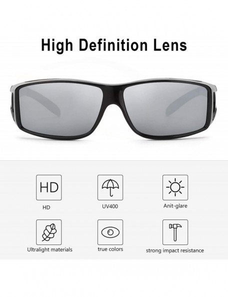 Rectangular Fit Over Glasses Sunglasses HD Polarized Lenses - Wrap Around Sunglasses Wear Over Regular Glasses UV Protection ...