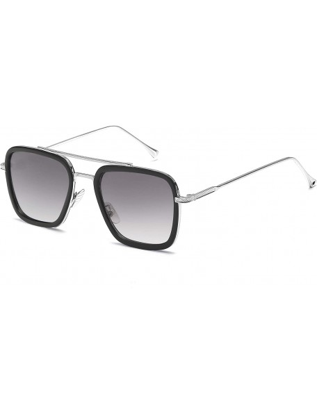 Aviator Retro Sunglasses Square Downey Gradient - C15 Tony Stark Same Color（small Size） - CU18XML6H86 $20.05
