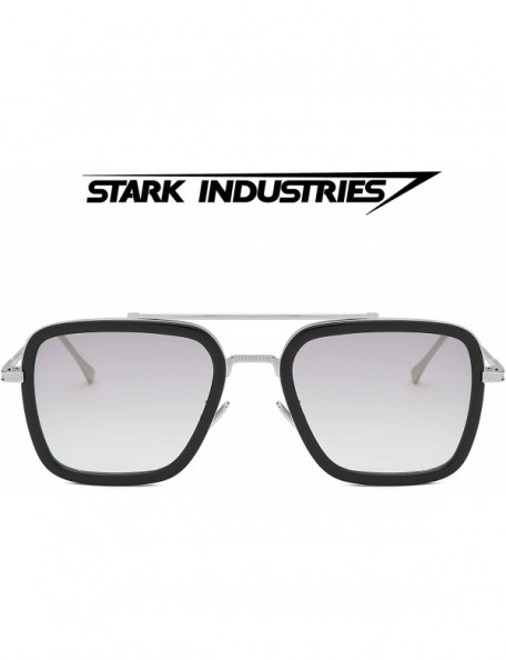 Aviator Retro Sunglasses Square Downey Gradient - C15 Tony Stark Same Color（small Size） - CU18XML6H86 $20.05