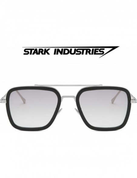 Aviator Retro Sunglasses Square Downey Gradient - C15 Tony Stark Same Color（small Size） - CU18XML6H86 $20.05